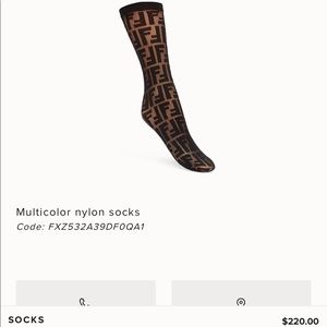 New Fendi Black Sheer Socks